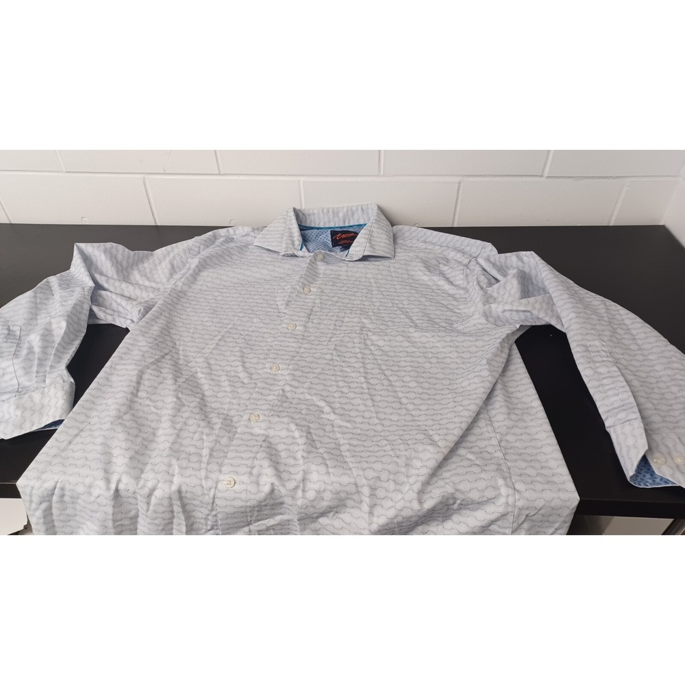 Egara Shirt Mens 1X‎ Blue Cotton Button Down Long Sleeve Dress
